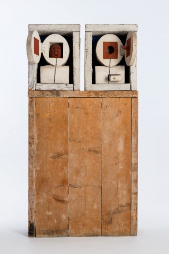 Gonzalo Fonseca  Dos Cabezas, 1968  painted, carved wood  57 5/8 x 30 x 9 inches