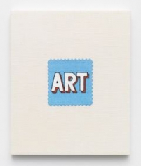 Elaine Reichek,  Swatch, Lichtenstein (Blue), 2006,  digital embroidery on linen,  12 x 10 inches,  edition of 3