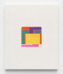 Elaine Reichek, Swatch, Halley, 2006, digital embroidery on linen, 12 x 10 inches, Edition 2 of 3