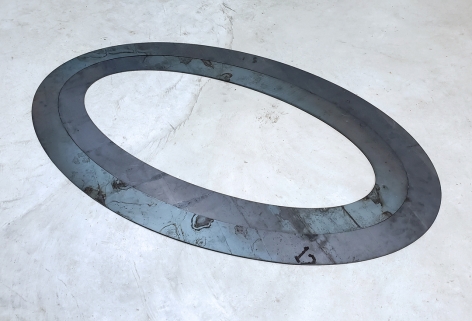 Christian Eckart  Circuit Floor Ellipse (Coyote's Paradox), 2011  plasma cut 1/8 inche steel  35 x 25 1/2 inches  Edition of 5 with 2 APs  $7,500