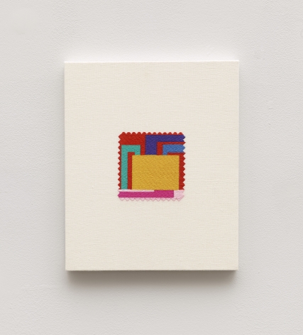 Elaine Reichek, Swatch, Halley, 2006, digital embroidery on linen, 12 x 10 inches, Edition 2 of 3