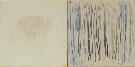Christopher Le Brun Aside VI, 2020 oil on two canvases 16 x 31 7/8 inches (