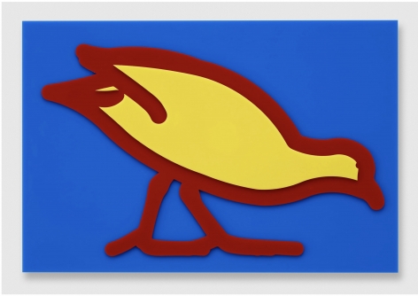 Julian Opie Small birds: Swamp hen., 2020 wall mounted acrylic relief 14.41 x 21.54 x 1.57 inches (36.6 x 54.7 x 4 centimeters) Edition of 20