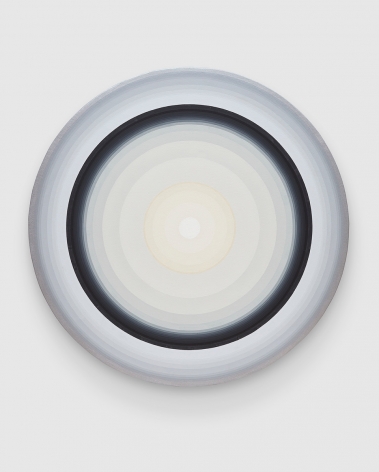 Gary Lang WHITECIRCLE1, 2019 acrylic on canvas 54 inches in diameter