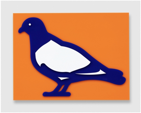 Julian Opie Small birds: Pigeon., 2020 wall mounted acrylic relief 12.6 x 16.73 x 1.57 inches Edition of 20