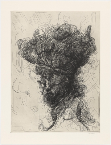 Glenn Brown Half-Life #6 (after Rembrandt) from a series of 6 etchings, 2017 etching on paper paper dimensions: 35 x 26 3/4 inches framed dimensions: 40 1/4 x 32 inches Edition 14 of 35 signed by the artist and numbered on the reverse (GB-7)