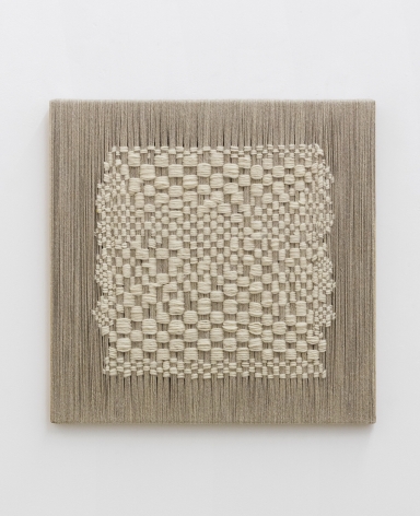 Sheila Hicks Trying to be warp & wept, 2020 linen and wool on wood and aluminum 23 5/8 x 23 5/8 inches
