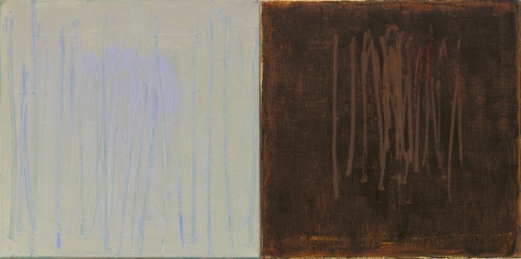 Christopher Le Brun Aside VII , 2020 oil on two canvases 16 x 31 3/4 inches