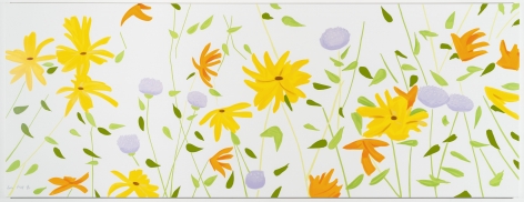 Alex Katz  Summer Flowers, 2018  silkcreen on canvas  42 x 111 x 1.5 inches  Edition of 35  $60,000
