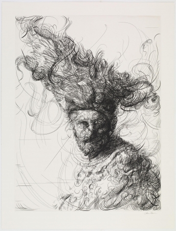 Glenn Brown Bring On The Dancing Horses (after Rembrandt), 2019 etching on 400 gsm Somerset Warm Velvet plate: 35 1/8 x 26 5/16 inches paper: 40 9/16 x 31 inches Edition 11 of 38 signed by the artist and numbered on the reverse (GB-8)