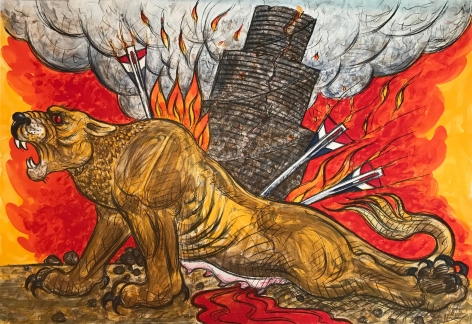 Luis Jimenez  Assyrian Lion, 2004  lithograph  29 1/2 x 40 inches  Edition of 50  $3,500