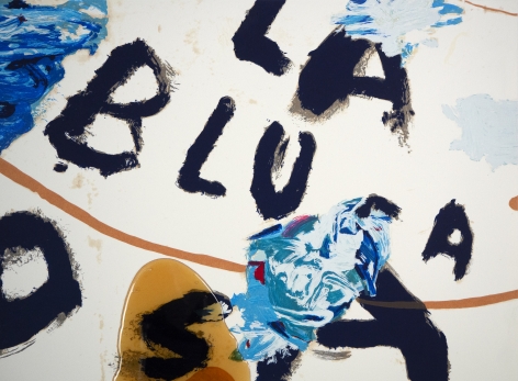 Julian Schnabel  detail of: Sexual Spring-Like Winter - La Blusa Rosa, I, 1995  hand painted, 18 color silkscreen with poured resin  40 x 32 inches  edition of 80  Publisher: Lococo FIne Art Publisher  $12,000  Inquire